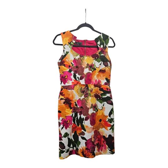 Donna Ricco Sheath Dress Womens 6 Sleeveless Multi Floral Knee Length Lined - Picture 1 of 9